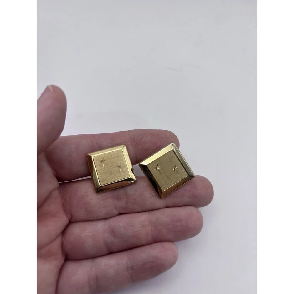 Vintage Mid-Century Gold Tone Swank Cuff Links Etched